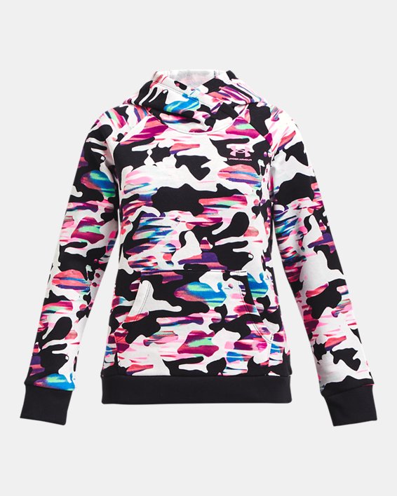 Girls' UA Rival Fleece Printed Hoodie, Black, pdpMainDesktop image number 0